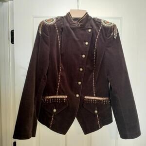 Zone Spy Exchange Chocolate Brown Courderoy Ladies L Jacket With Beading